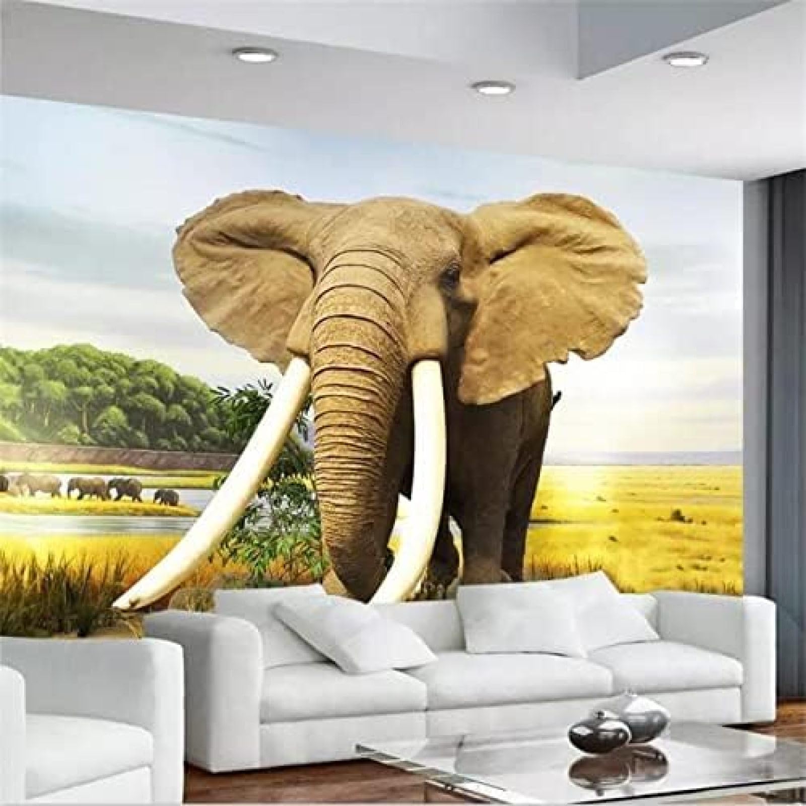 XLMING Einfacher Elefant 3D Tapete Wohnzimmer Sofa Schlafzimmer Esszimmer Home Dekoration Wand-430cm×300cm