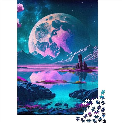 Erdlandschaft Nacht Holzpuzzle Puzzles für Erwachsene Teenager 500 Teile Premium Puzzle Lernen Lernspielzeug Familienspiele 52x38cm