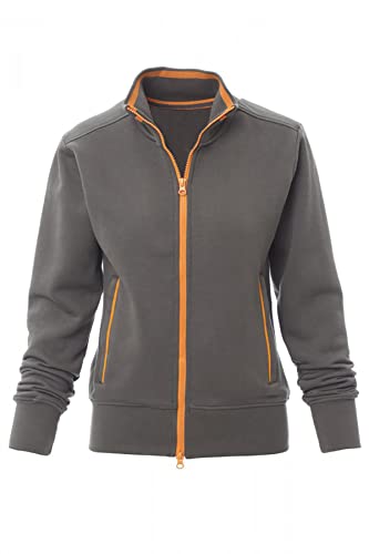 Happy Clothing Damen Sweatjacke mit Reißverschluss und Kragen ohne Kapuze im sportlichen Design, Elegante Jacke aus Baumwolle für Sport und Freizeit, Größe:S, Farbe:Anthrazit