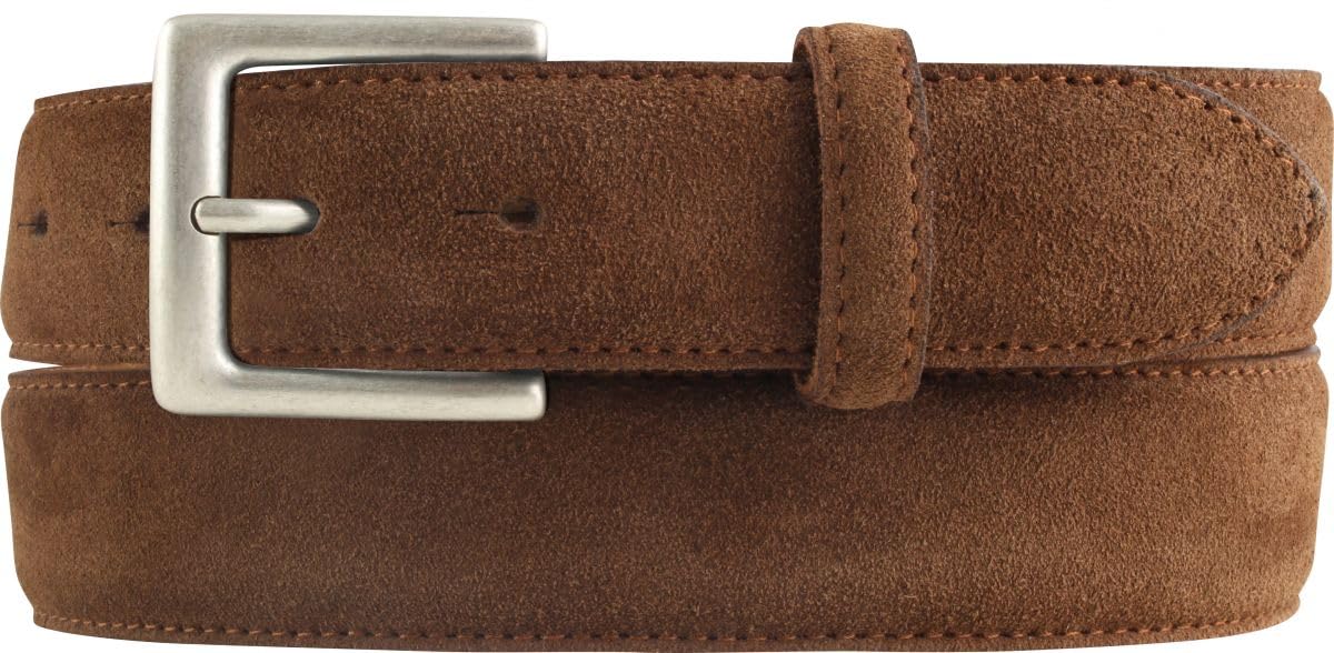 BELTINGER Gürtel aus Veloursleder 3,5 cm | Velour-Ledergürtel für Herren 35mm | Wildleder-Gürtel mit antik-silber Gürtelschließe | Tabac 100cm