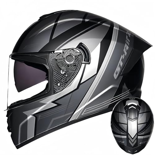 Integralhelm Mit Klappmechanismus, Modularer Motorradhelm, Integriertes Motorrad-Doppelvisier Für Männer Und Frauen, Straßenradhelm, Rennmopedhelm, DOT/ECE-Zulassung L,S55-56CM