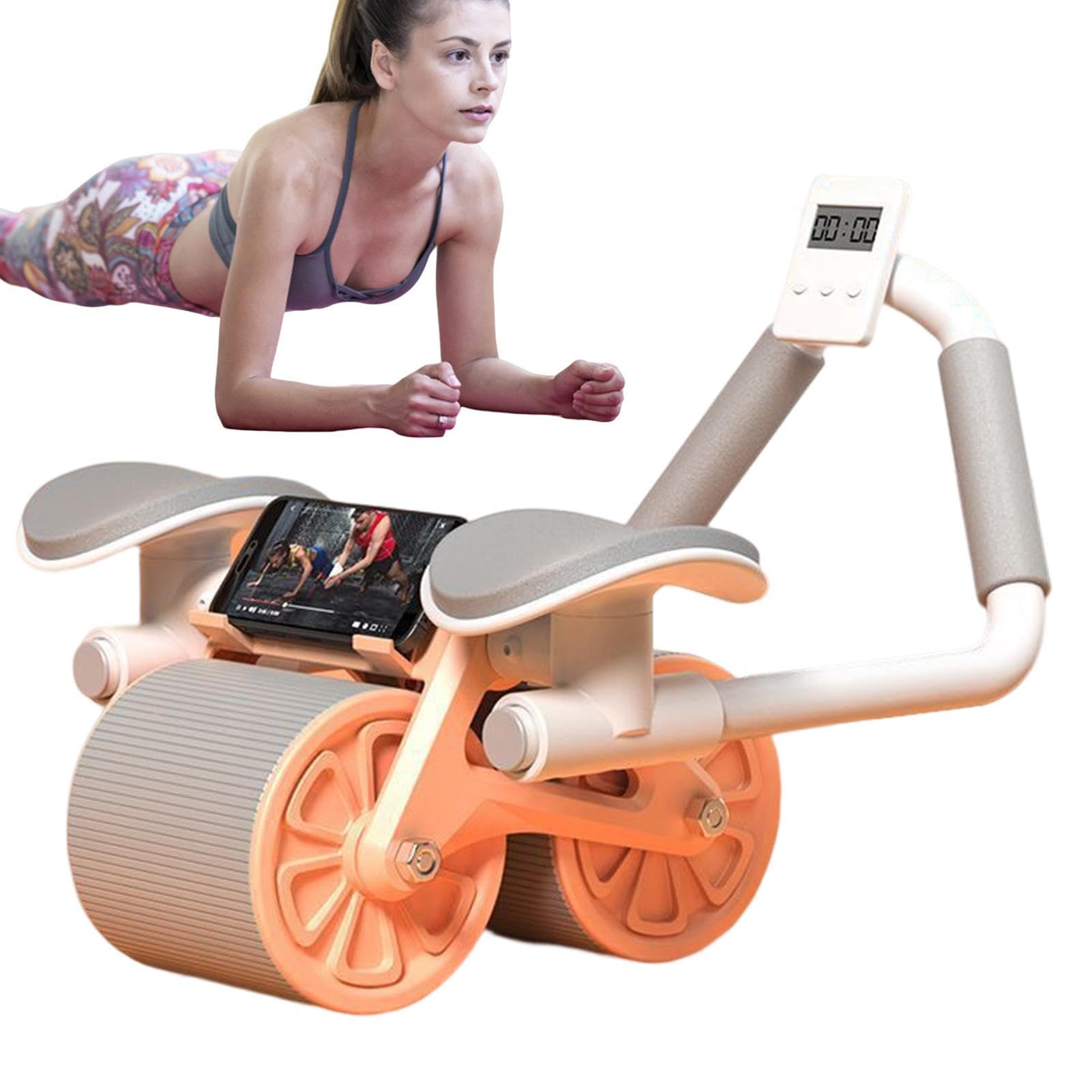 Ellbow Support Abs Roller, Automatischer Rebound Abs Roller, Bequemer Wheel-Ab Rollerrr mit Ellenbogenstütze, Rutschfester, schlanker Bauchmuskel-Roller, Abs-Roller für Heim-Fitnessgeräte