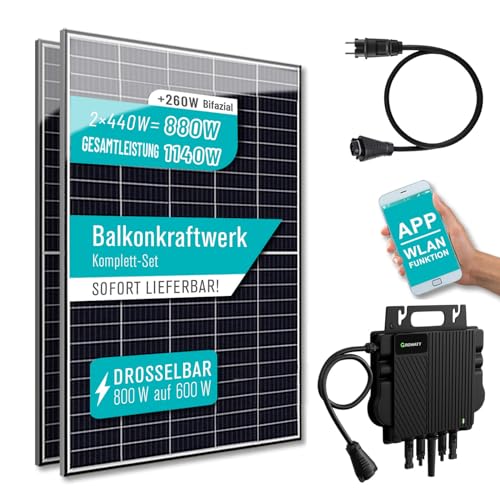 PIANETA Balkonkraftwerk 1140W Bifaziale gesamtleistung 880W / 800W mit Ecoflow Powerstream Wechselrichter