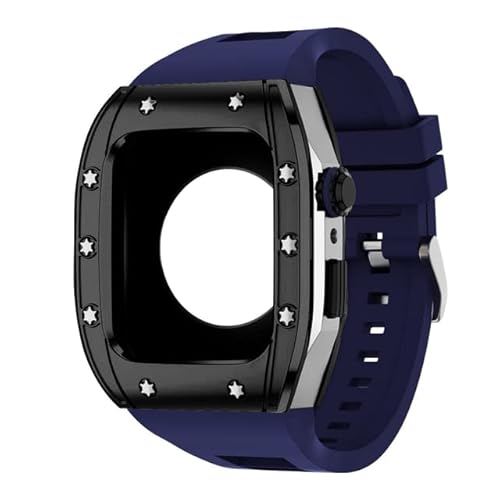 KANUZ Luxus-Modifikationsset Armband für Apple Watch, 45 mm, 44 mm, Gummiband + Hülle für Apple Watch Serie 8, 7, 6, 5, 4, SE, Zubehör (Farbe: X, Größe: 44 mm)