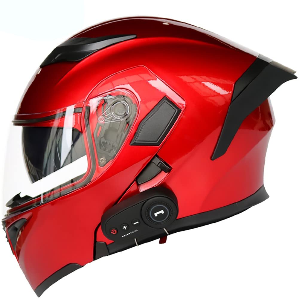 Letetexi Klapphelm mit Integriertem Bluetooth ECE-geprüft, Motorradhelm Bluetooth-Helm mit Anti-Fog-Doppelspiegel, Integralhelm Racing Helm für Damen Herren 54~63CM