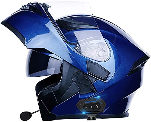 Bluetooth Motorradhelm Integralhelm Erwachsene,Klapphelm Motorradhelm ECE-Zertifiziert,Integrierter Motorradhelme Mit Doppelvisier,Für Frauen Männer Erwachsene Klapphelme (Color : K, Größe : S)