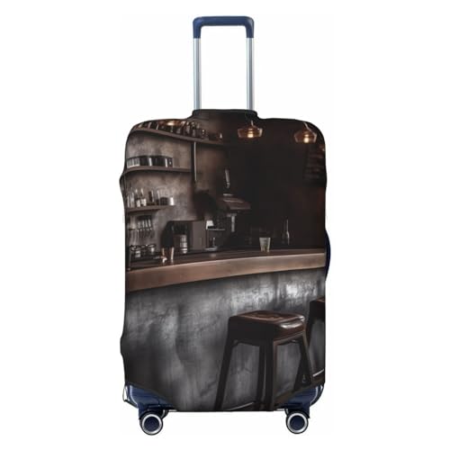 CSGJMYGS Reisegepäck-Abdeckung, elastisch, waschbar, modisch, kratzfest, industrieller Stil, Restaurant-Koffer-Schutz, passend für 45,7 - 81,3 cm Gepäck, Schwarz , XL