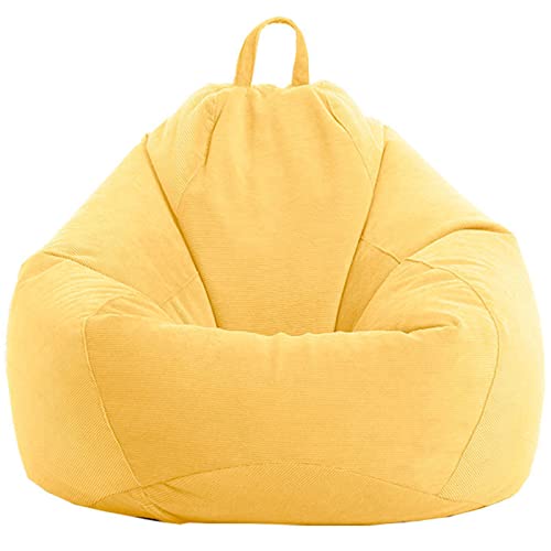 JHLD Cord Sitzsack-Sesselbezug, Sitzsack Stuhlbezug (Ohne Füllung) Extra Große Weiche Sitzsack Hülle Für Kinder Sofabezug-Gelb-100x120 cm