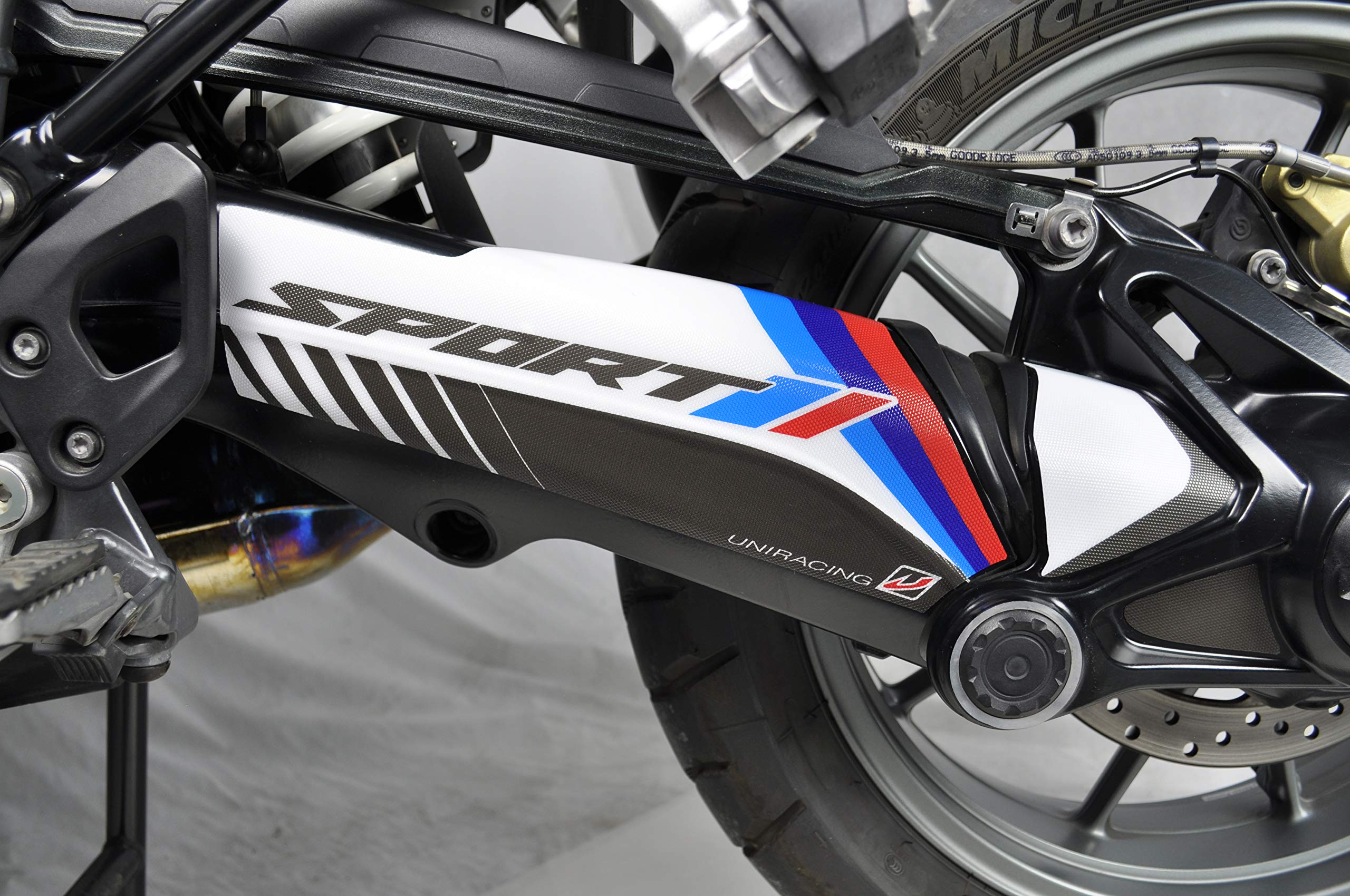 Uniracing Schwinge Dekoration Schutz Aufkleber Kit K47949 BMW 13, R1200GS ADV. LC '14-'18, R1250GS-Adv, Weiß Motorsport