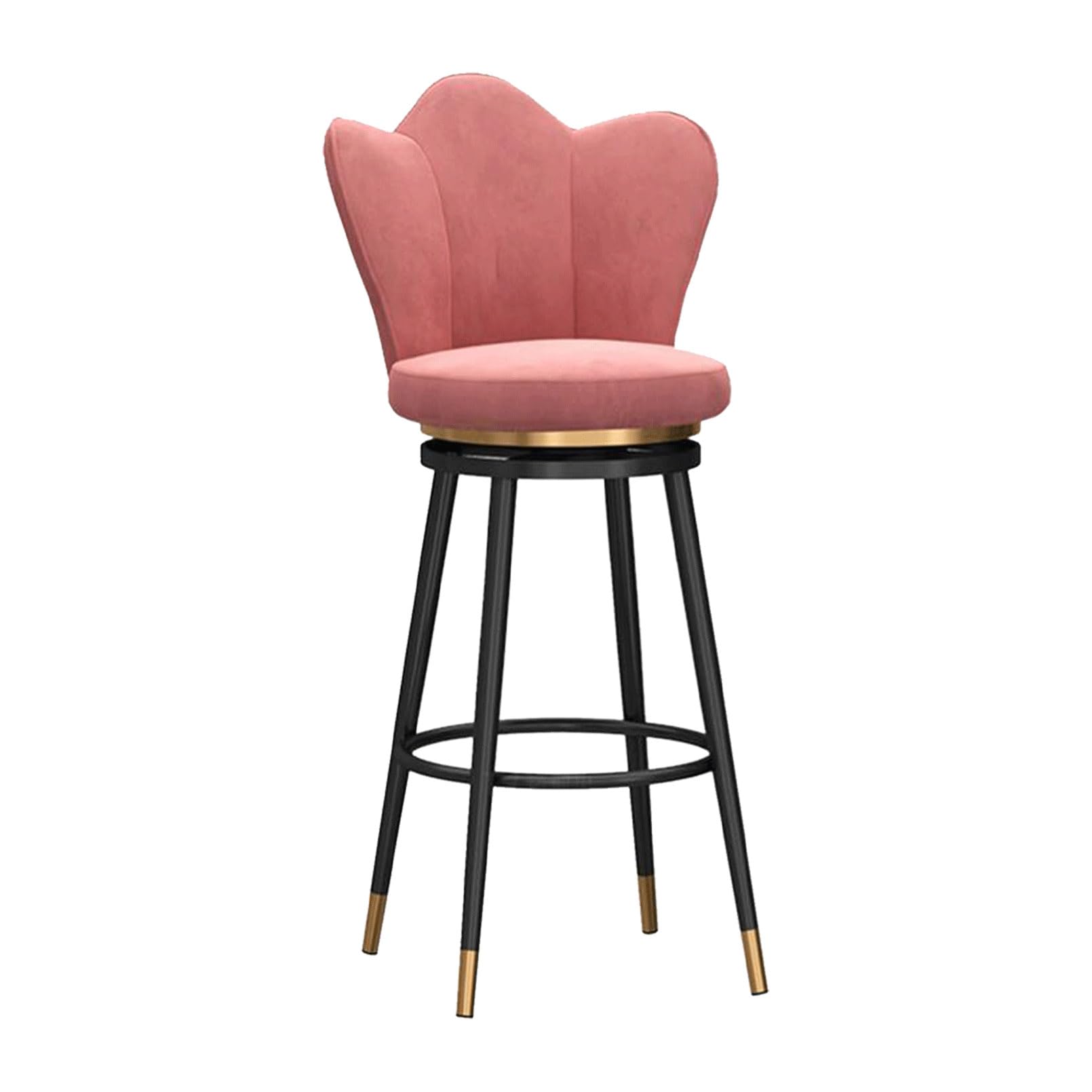 Moderne Barhocker mit niedriger Rückenlehne, mit Samt gepolsterte Barstühle mit schwarzem Metallrahmen, Barhocker in Barhöhe für Kücheninsel/Hausbar/Pub, Sitzhöhe 75 cm, Rosa, 1 STK Run forward