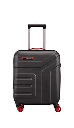 travelite 4-Rad Handgepäck Koffer mit TSA Schloss erfüllt IATA Borgepäck Maß, Gepäck Serie VECTOR: Robuster Hartschalen Trolley in stylischen Farben, 072047-01, 55 cm, 40 Liter, schwarz/rot