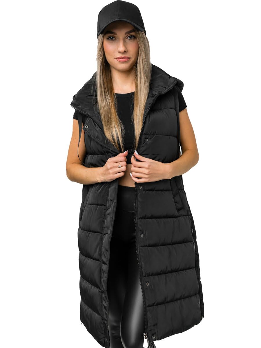 BOLF Damen Weste Bodywarmer Steppweste Daunenweste Funktionsweste Vest Ärmellose Sportweste Kapuzenweste Wärme Freizeit Outdoor Slim Fit Modellauswahl MY6315 Schwarz S [U1U]