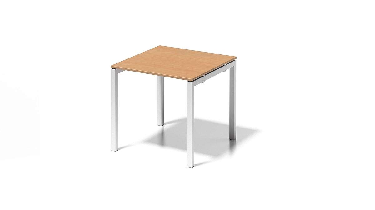 BISLEY Cito Schreibtisch, 740 mm höhenfixes U-Gestell, Metall, Bc396 Dekor Buche, Gestell Verkehrsweiß, 80 x 80 x 74 cm