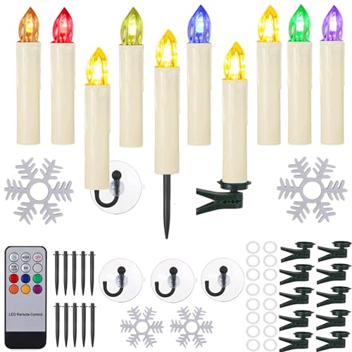 40/30/20/10x Weihnachtskerzen mit Batterien Timer & Fernbedienung LED Kerzen Flammenlose Lichterkette mit Zubehörset für Auß-Innen Weihnachtsbaum Hochzeit Geburtstags Party Deko Kabellose Beige 20x