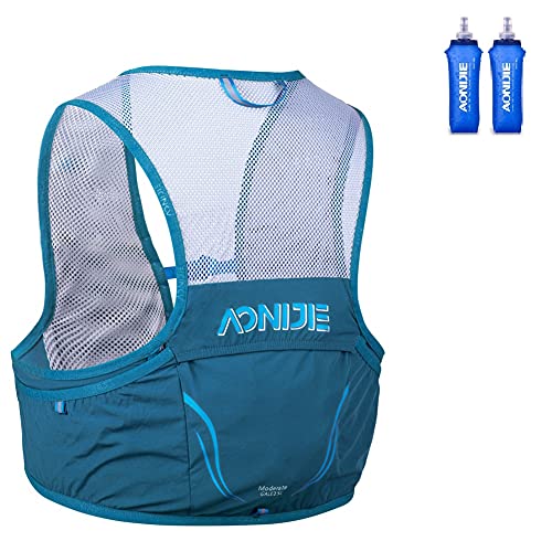 AONIJIE Running Hydration Pack 2.5L Rucksack Rucksack Tasche Weste Harness Wandern Camping, Klettern mit 2Pcs 500ml Wasserflasche (Dunkelblau, L/XL)