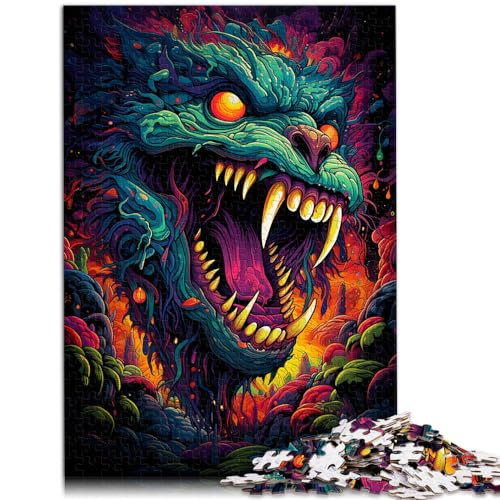 Puzzle, farbenfrohes psychedelisches Tier, 1000 Teile, Holzpuzzle für Puzzles, anspruchsvoll, Aber unterhaltsam und humorvoll (50 x 75 cm)