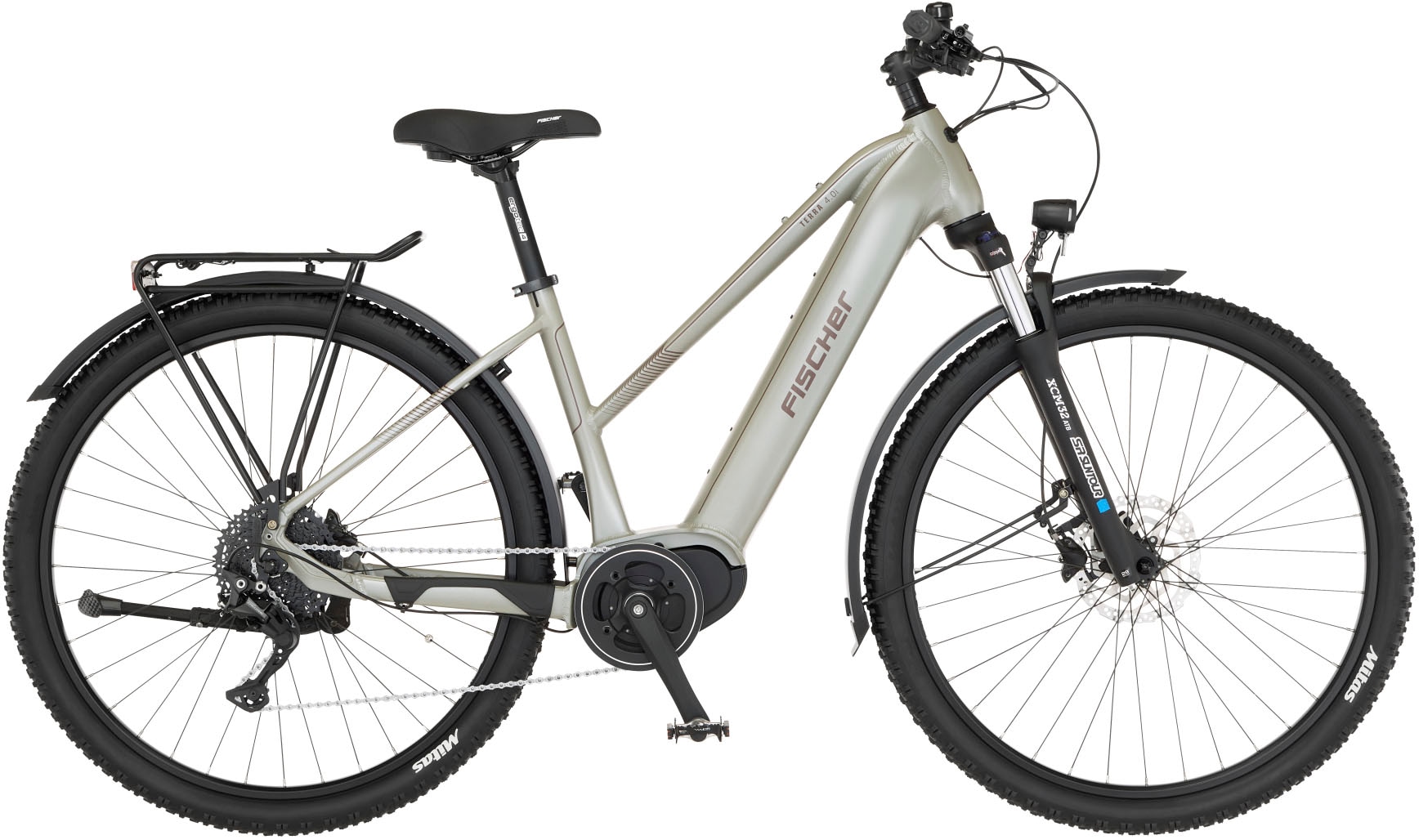 FISCHER Fahrrad E-Bike "TERRA 4.0i 45", 10 Gang, Shimano, Deore, Mittelmotor 250 W, (mit Fahrradschloss), Pedelec, Elektrofahrrad für Damen u. Herren, ATP