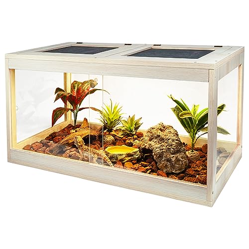 Prolee Reptilien-Terrarium-Tank, 61 cm, Eidechsen-Tank, Bartdrachen-Tank mit Metallgitter-Dachtür, Schlangen-Tank mit Schloss-Design