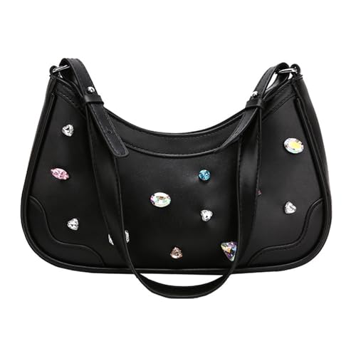 ohodhmnu Damen Tragetasche, 2023 Neue Schultertaschen Trendige Achseltasche für Mädchen Frauen Lady Geldbörse Unterarmtasche Mode Freizeit Handtasche, Schwarz , With pendant