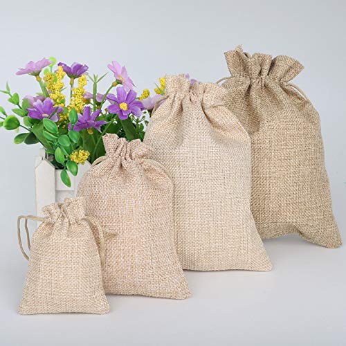 Stoffbeutel mit Kordelzug 50 stücke Geschenk Tasche Vintage Stil Natürliche Leinwand Leinen Schmuck Reise Aufbewahrungstasche Mini Candy Jute Packung Taschen Jutebeutel Geschenktüten mit Kordelzug (C