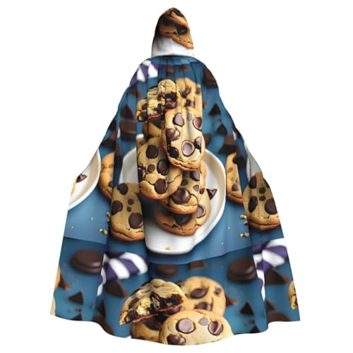 WURTON Cookies Food Chocolate Chips Kekse Druck Elegance Kapuzenumhang für Halloween Karneval Mottopartys Cosplay Erwachsene Unisex