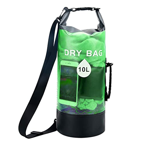 MEELYHOME 10/20L Wasserdichter Dry Bag Pack Schwimmen Fluss Kajak Schwimmrucksack Handtasche, grün, 10 l