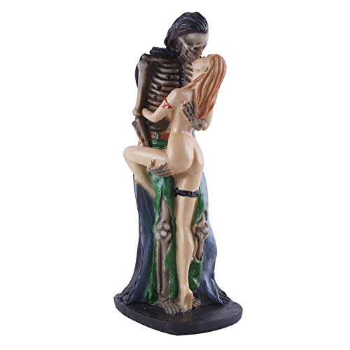 SOFIALXC Harz Schädel Geist Schönheit Sexy Stehen Kuss Statue Für Halloween Hausbar Partei Schreibtisch Dekorative Ornament Lustiges Geschenk-B