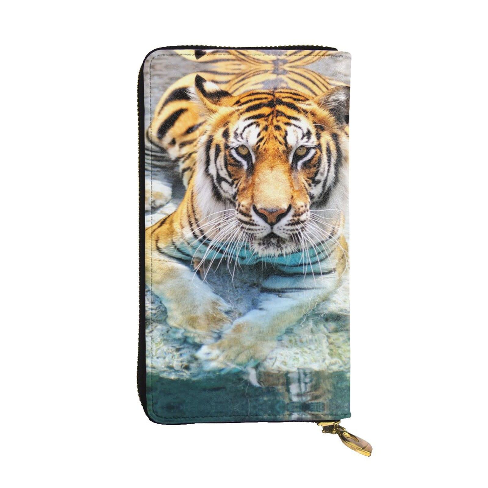 DMORJ Coole Tiger lange Clutch aus Leder, 19 x 10 cm, bequem, leicht, wasserdicht, langlebig, schönes Geschenk, Schwarz, Einheitsgröße, Schwarz , Einheitsgröße