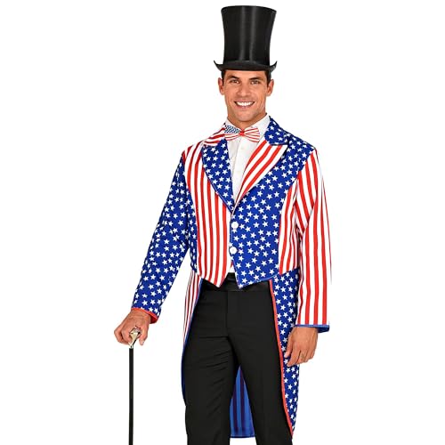 Widmann 48274 48274-USA Parade-Frack, Garde-Uniform, Stars and Stripes, Amerikanische Flagge, Kostüm, Karneval, Mottoparty, Herren, Mehrfarbig, XL