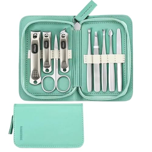 Maniküre/Pediküre Set Nagelknipser-Set for Damen, Hawkbill-Zange, Reparatur-Werkzeuge for graue Nägel, Spritzschutz, Nagelrille, spezieller Nagelknipser Nagelpflege-Werkzeuge(Light Green)