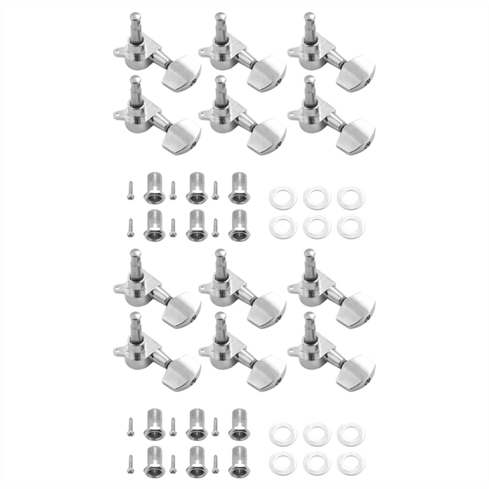 12 Stück Silber Akustikgitarre Maschinenköpfe Knöpfe Guitar String Tuning PEG TUNER (6 Für Links + 6 Für Rechts) Stimmwirbel Mechaniken