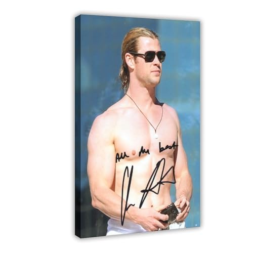 HACERR Photographie Signée Chris Hemsworth En Édition Limitée + Autogrammzertifikat, Leinwand-Poster, Schlafzimmerdekoration, Landschaft, Büro, Raumdekoration, Geschenk, 20 x 30 cm