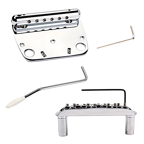 Exquisite 6-Sait-Gitarre-Tremolo-Bridge-Rückenstückset Für Gitarre-Zubehör Chrome Gitarrebrücke