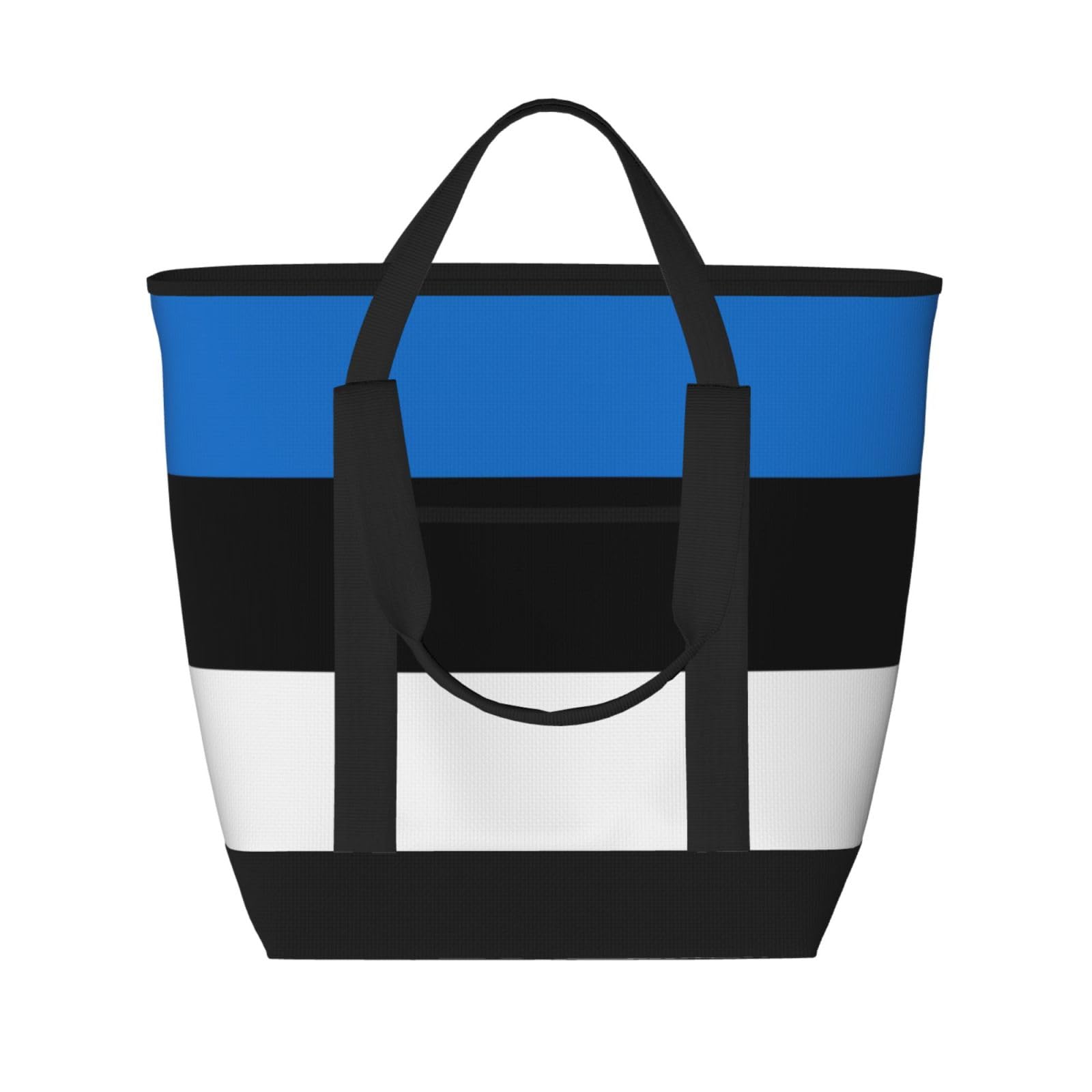 YQxwJL Isolierte Kühltasche mit Estland-Flagge und großem Fassungsvermögen, Einkaufstasche, Reisetasche, Strand, wiederverwendbare Einkaufstasche für Erwachsene, Schwarz, Einheitsgröße