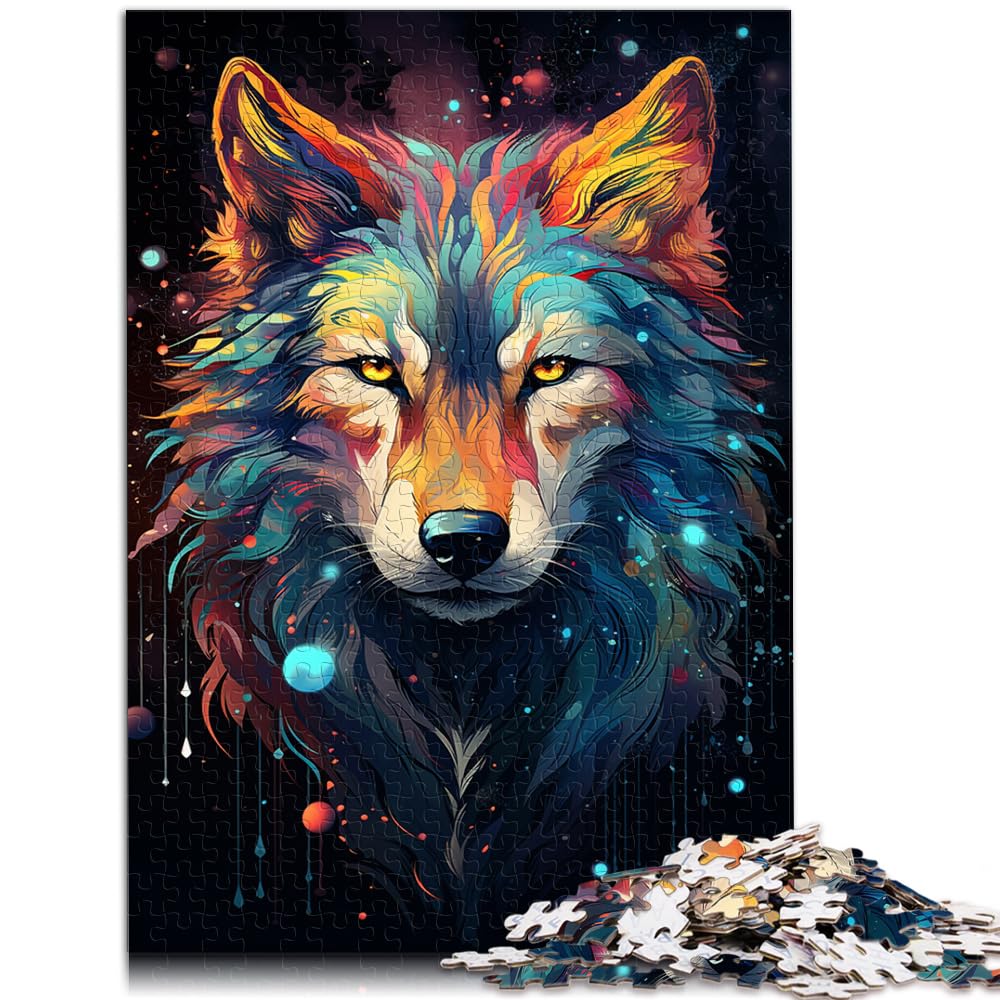 Puzzle für „Die farbenfrohe Psychedelie des ätherischen Wolfs“, 1000-teiliges Puzzle, Holzpuzzle als Geschenk für die ganze Familie, 1000 Teile (50 x 75 cm)