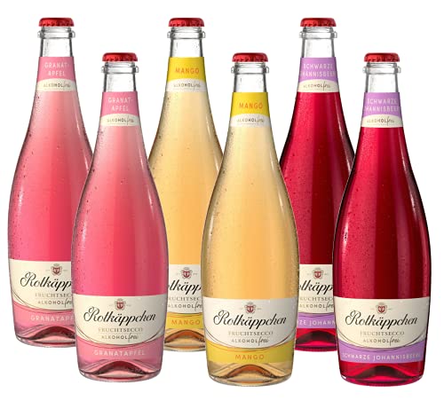 Rotkäppchen Fruchtsecco Alkoholfrei Probierpaket - 2x Schwarze Johannisbeere, 2x Mango und 2x Granatapfel (6 x 0,75 l)