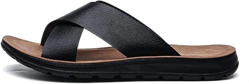 Herren-Hausschuhe, PU-Leder, für den Sommer, große Größe 35–43, Strandschuhe, lässige Sandalen, Keilschuhe für Damen, Schwarzbraun, 46 EU