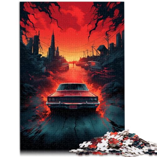 Puzzles als Geschenke Supernaturales Auto Puzzles für Erwachsene 1000 Teile Holzpuzzles Puzzles für einzigartige Geburtstags (50x75cm)