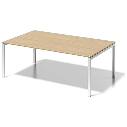 BISLEY Cito Chefarbeitsplatz/Konferenztisch, 740 mm höhenfixes U, H 19 x B 2000 x T 1200 mm, Dekor ahorn, Gestell verkehrsweiß, Metall, Mp396, 120 x 200 x 85 cm