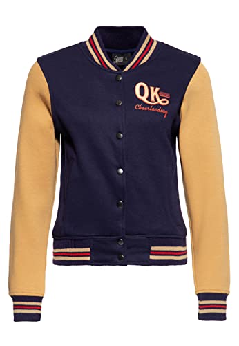 Queen Kerosin Damen College Sweatjacke | Stickerei | Regular Fit | Retro | Vintage Style | Rockabilly | Monogramm Stickerei Wonder Woman