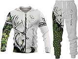 RIAAJ Herren Anzug Löwe Wolf 3D gedruckt Hoodie Hose Anzug Herren Herbst Freizeit Trainingsanzug Tiere (F6,M)