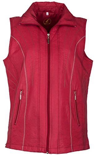 SOUNON Modische Damen Micro Satin Westen Weinrot, Groesse: XXL