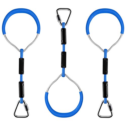 BFVAKBKYT Gymnastik Ringe,Suspension Trainer System, Kinder Farbringe Outdoor Sport Aerial Klettern Ninja Anzug Park Picknick Spielzeug Kinder Geburtstag Geschenke Sommer Spielen Requisiten(Blue)