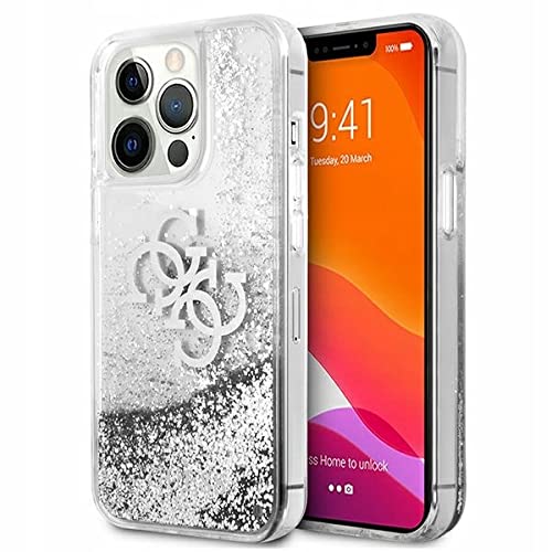 Guess GUHCP13LLG4GSI Hülle für iPhone 13 Pro / 13 6,1" Silber 4G Big Liquid Glitter