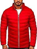 BOLF Herren Übergangsjacke Steppjacke Daunenjacke Sportjacke Freizeitjacke Reißverschluss Street Style J.Boyz 1100 Rot XXL [4D4]