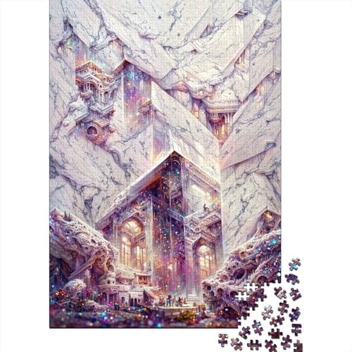 Holzpuzzle „White Marble Hall“ für Erwachsene und Teenager, schwierige, anspruchsvolle Puzzles mit 1000 Teilen, pädagogisches Spielzeugpuzzle zum Stressabbau (Größe: 75x50cm)