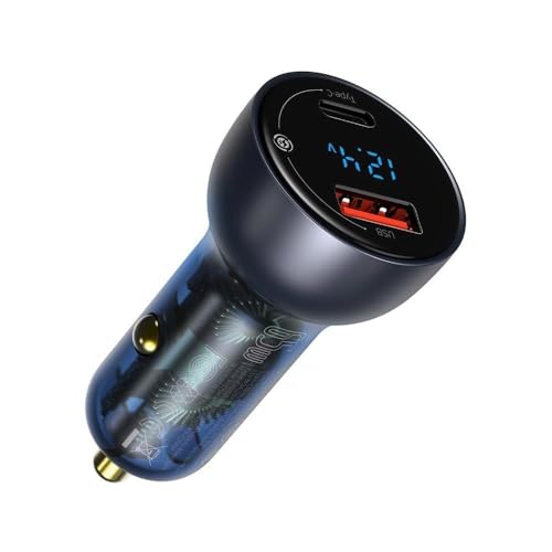 Cabo Baseus Car Charger USB/USB 65 W 5 A SCP Quick Charge 4.0+ Power Delivery 3.0 LCD Display Zink (Cckx-C0g)