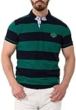 Cipo & Baxx Herren Poloshirt Freizeit Baumwolle Polokragen Streifen T-Shirt CT741 Dunkelblau-Grün L