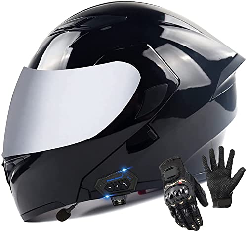 Motorradhelm Klapphelm Bluetooth Helm,ECE Zertifiziert Modularer Helm Doppelvisier Motorrad Integralhelme Roller-Helm Scooter-Helm Mofa-Helm,Eingebautes Mikrofon Automatic Answer