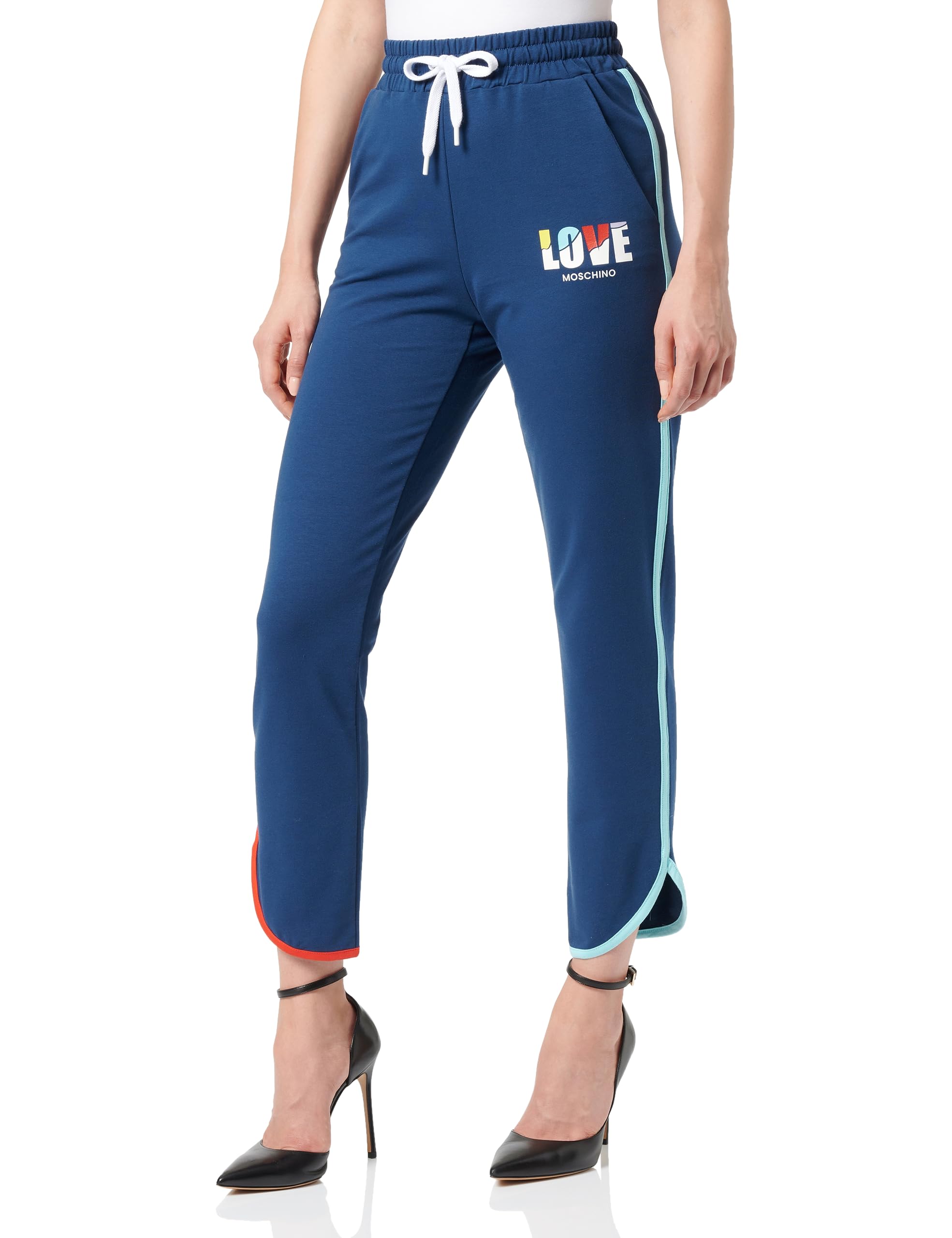 Love Moschino Women's Slim fit Jogger Casual Pants, Blue, 38